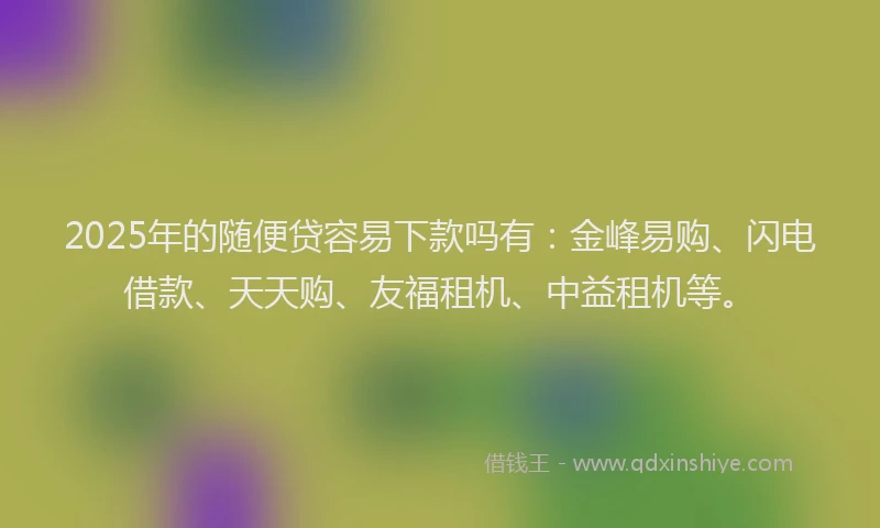 2025年的随便贷容易下款吗有：金峰易购、闪电借款、天天购、友福租机、中益租机等。