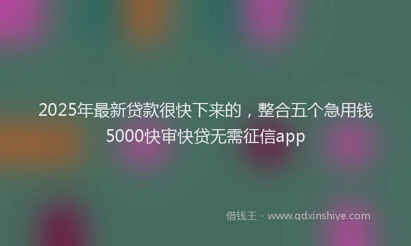 2025年最新贷款很快下来的，整合五个急用钱5000快审快贷无需征信app