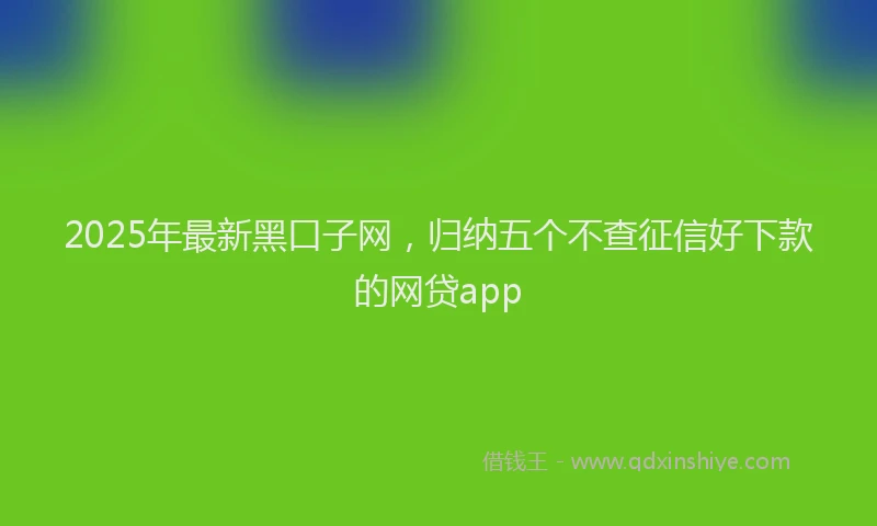 2025年最新黑口子网，归纳五个不查征信好下款的网贷app