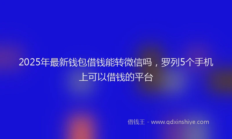 2025年最新钱包借钱能转微信吗，罗列5个手机上可以借钱的平台