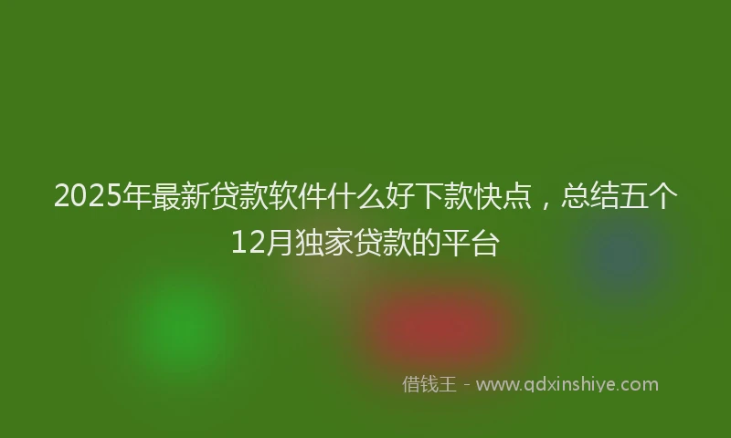 2025年最新贷款软件什么好下款快点，总结五个12月独家贷款的平台