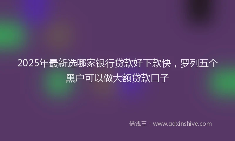 2025年最新选哪家银行贷款好下款快，罗列五个黑户可以做大额贷款口子
