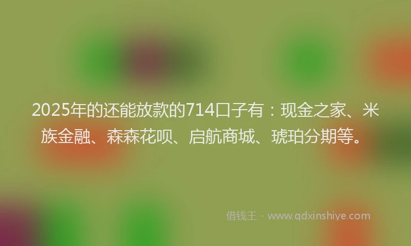 2025年的还能放款的714口子有：现金之家、米族金融、森森花呗、启航商城、琥珀分期等。