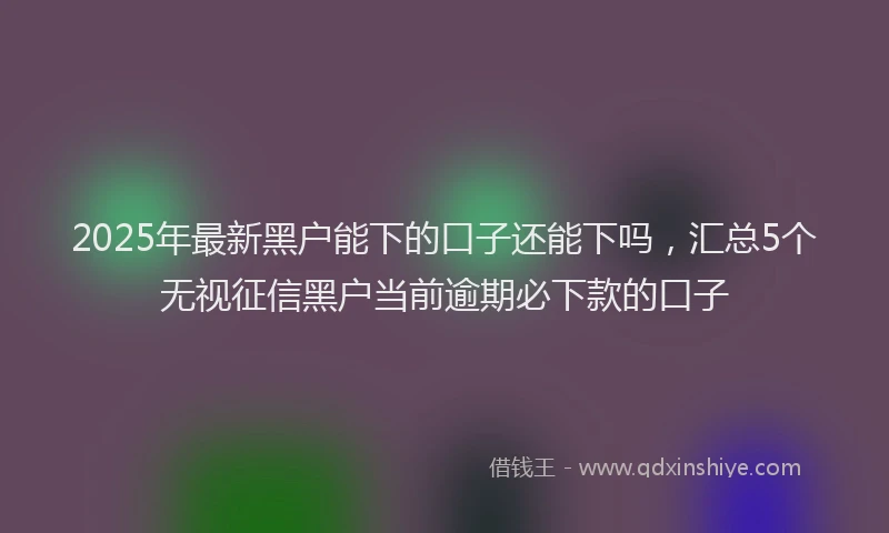 2025年最新黑户能下的口子还能下吗，汇总5个无视征信黑户当前逾期必下款的口子