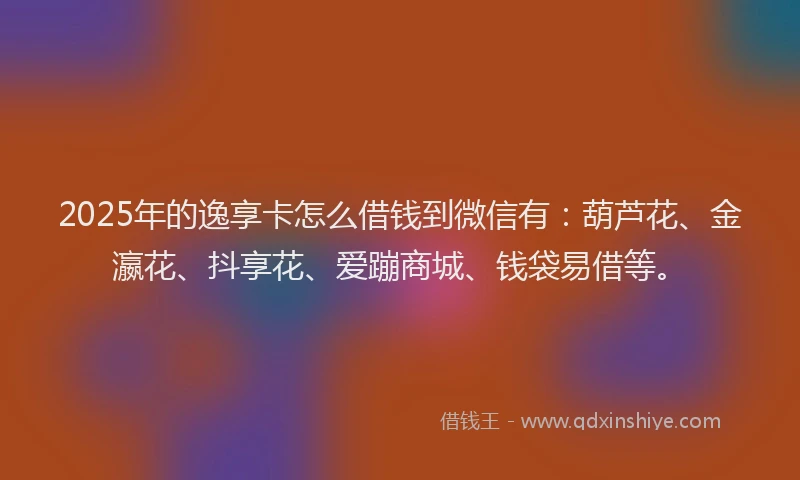 2025年的逸享卡怎么借钱到微信有：葫芦花、金瀛花、抖享花、爱蹦商城、钱袋易借等。