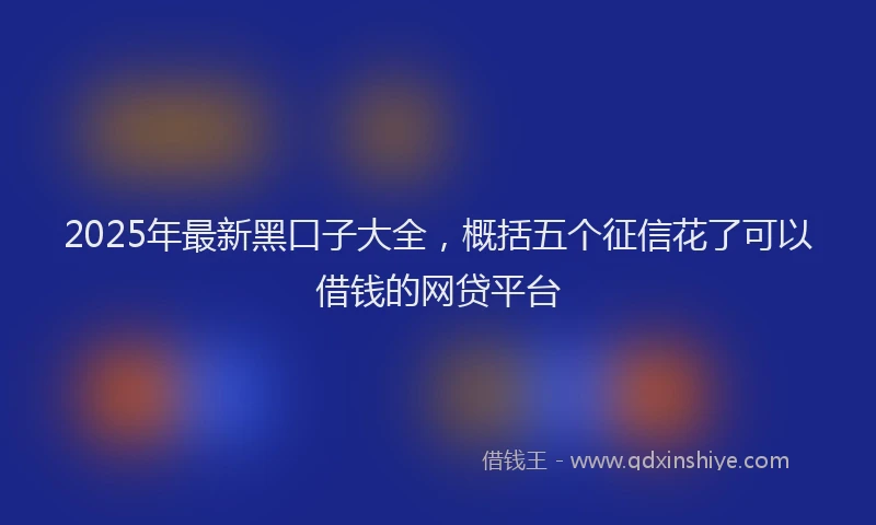 2025年最新黑口子大全，概括五个征信花了可以借钱的网贷平台