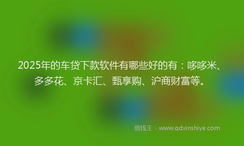2025年的车贷下款软件有哪些好的有：哆哆米、多多花、京卡汇、甄享购、沪商财富等。