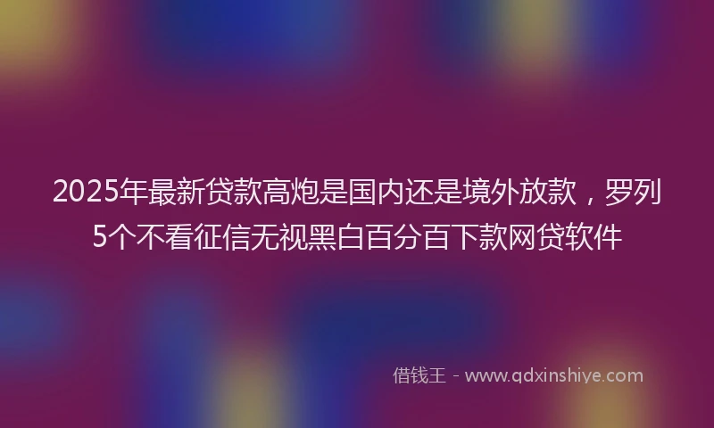 2025年最新贷款高炮是国内还是境外放款，罗列5个不看征信无视黑白百分百下款网贷软件