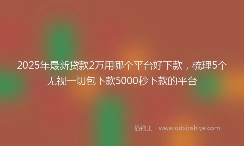 2025年最新贷款2万用哪个平台好下款，梳理5个无视一切包下款5000秒下款的平台