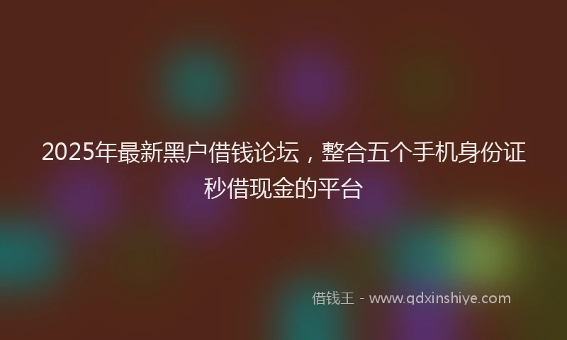 2025年最新黑户借钱论坛，整合五个手机身份证秒借现金的平台
