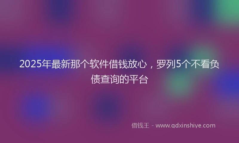 2025年最新那个软件借钱放心，罗列5个不看负债查询的平台