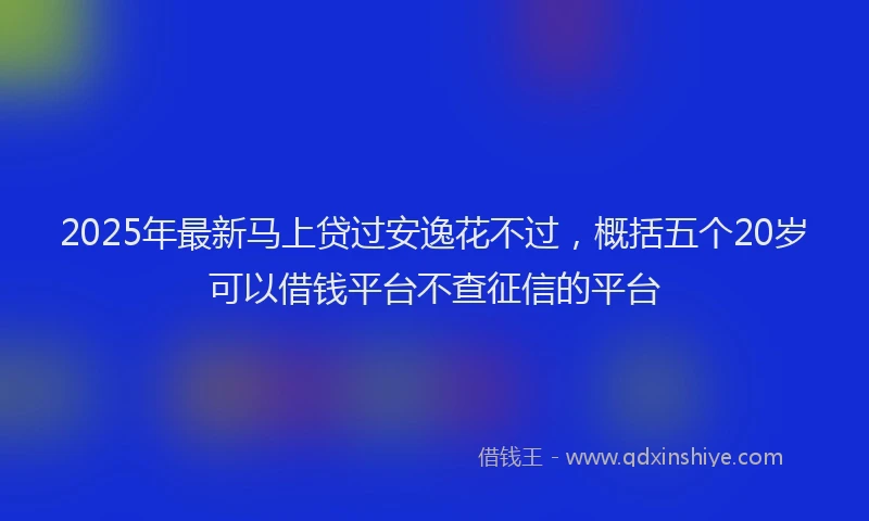 2025年最新马上贷过安逸花不过，概括五个20岁可以借钱平台不查征信的平台