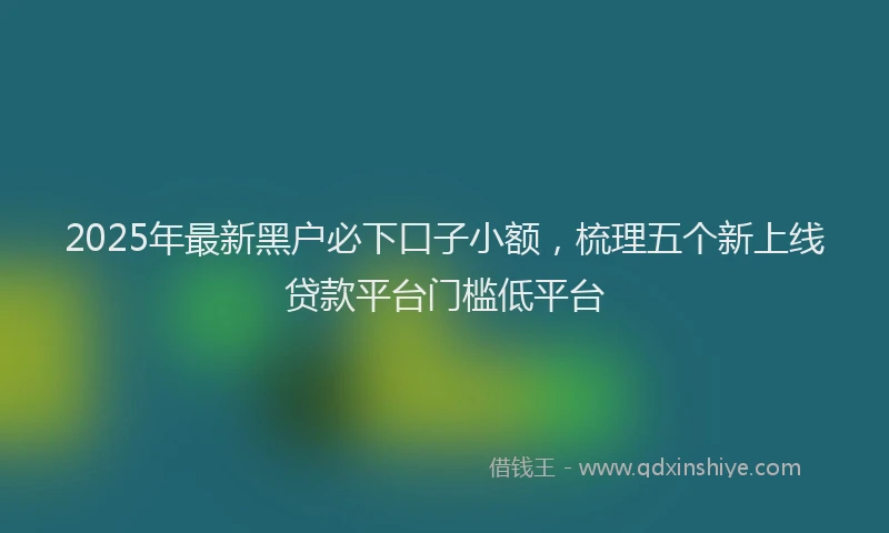 2025年最新黑户必下口子小额，梳理五个新上线贷款平台门槛低平台