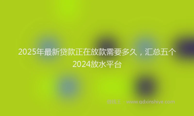 2025年最新贷款正在放款需要多久，汇总五个2024放水平台