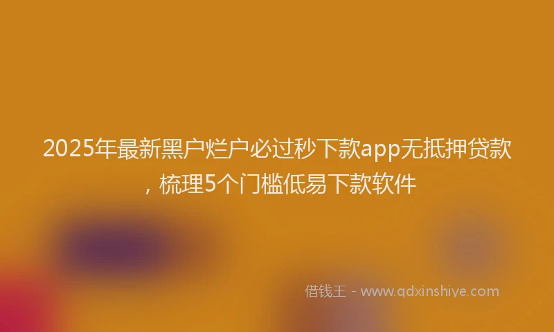 2025年最新黑户烂户必过秒下款app无抵押贷款，梳理5个门槛低易下款软件