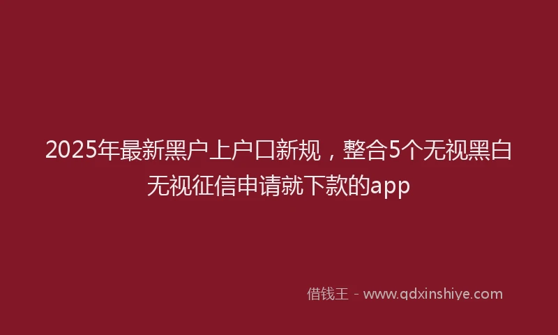 2025年最新黑户上户口新规，整合5个无视黑白无视征信申请就下款的app
