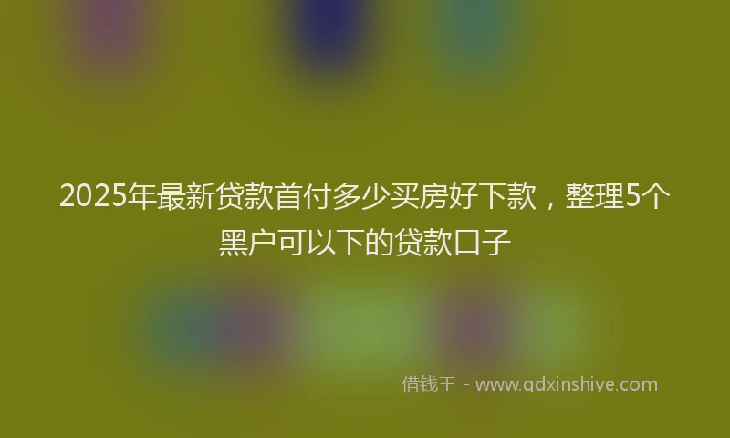 2025年最新贷款首付多少买房好下款，整理5个黑户可以下的贷款口子