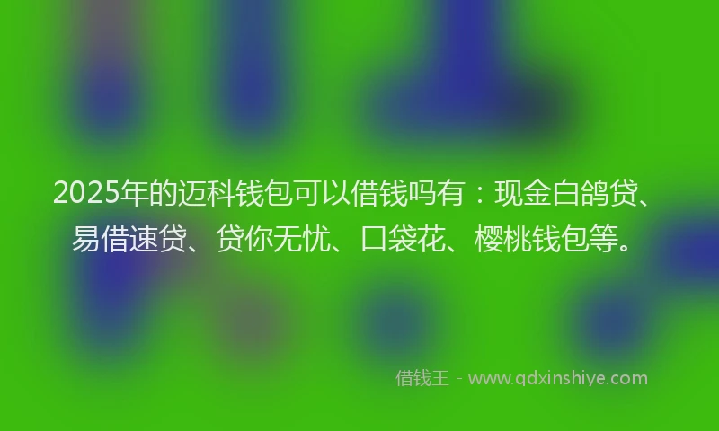 2025年的迈科钱包可以借钱吗有：现金白鸽贷、易借速贷、贷你无忧、口袋花、樱桃钱包等。