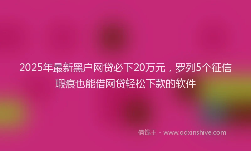 2025年最新黑户网贷必下20万元，罗列5个征信瑕疵也能借网贷轻松下款的软件