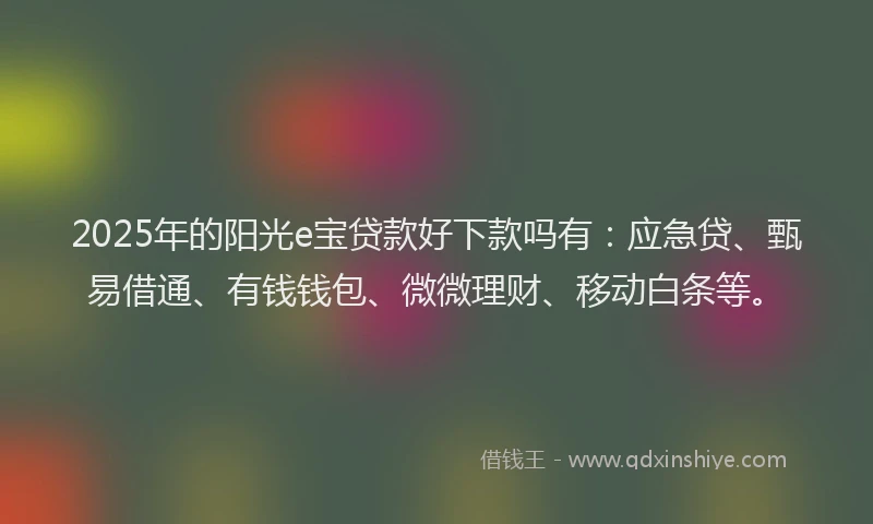 2025年的阳光e宝贷款好下款吗有：应急贷、甄易借通、有钱钱包、微微理财、移动白条等。