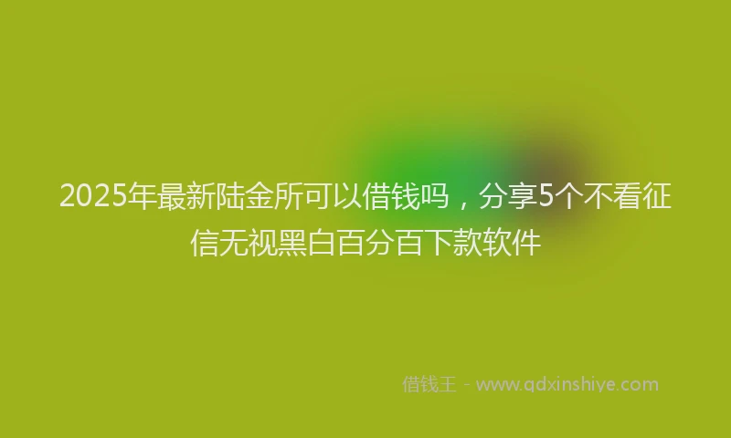 2025年最新陆金所可以借钱吗，分享5个不看征信无视黑白百分百下款软件