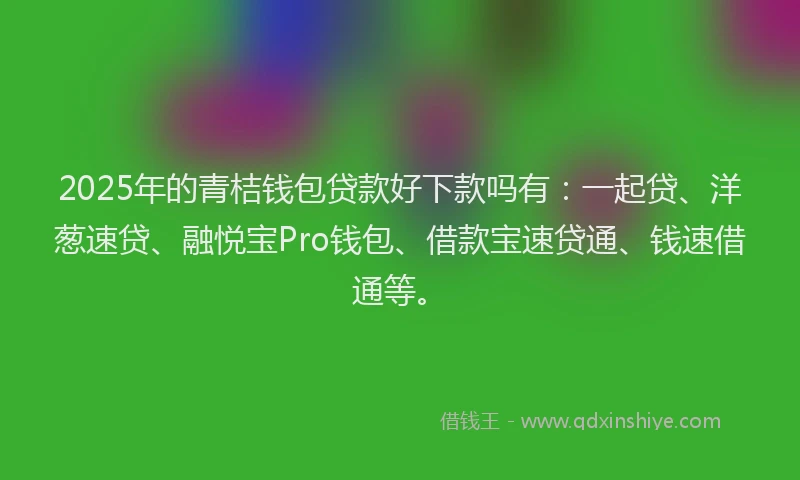 2025年的青桔钱包贷款好下款吗有：一起贷、洋葱速贷、融悦宝Pro钱包、借款宝速贷通、钱速借通等。
