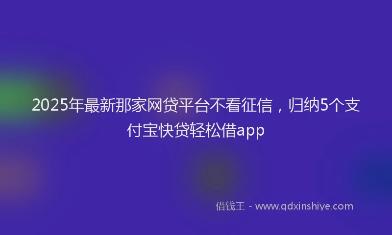 2025年最新那家网贷平台不看征信，归纳5个支付宝快贷轻松借app