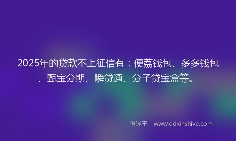 2025年的贷款不上征信有：便荔钱包、多多钱包、甄宝分期、瞬贷通、分子贷宝盒等。