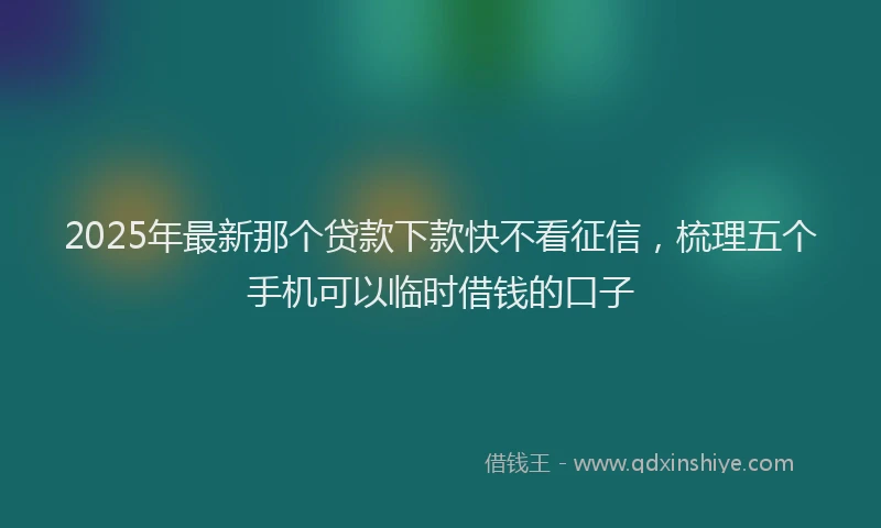 2025年最新那个贷款下款快不看征信，梳理五个手机可以临时借钱的口子