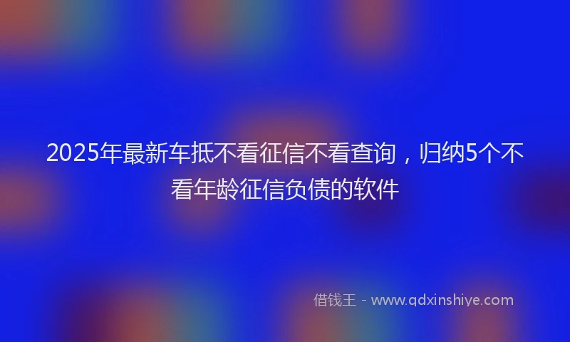 2025年最新车抵不看征信不看查询，归纳5个不看年龄征信负债的软件