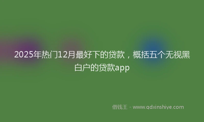 2025年热门12月最好下的贷款，概括五个无视黑白户的贷款app