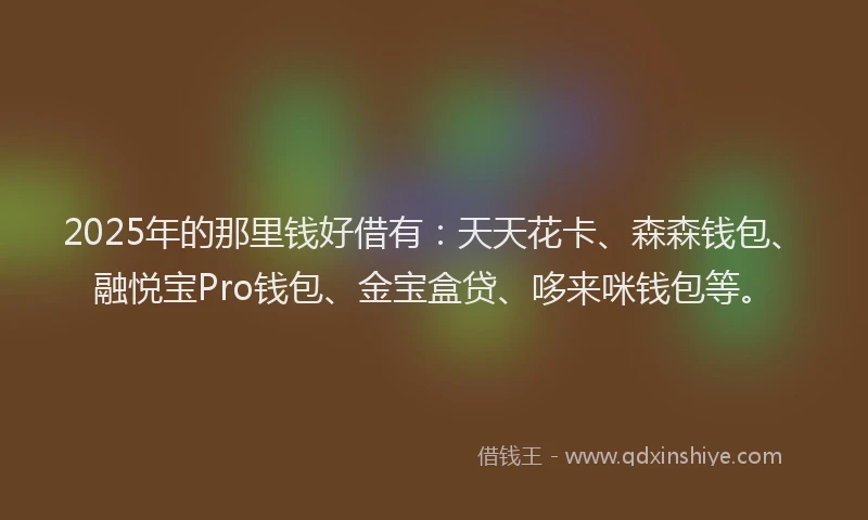2025年的那里钱好借有：天天花卡、森森钱包、融悦宝Pro钱包、金宝盒贷、哆来咪钱包等。