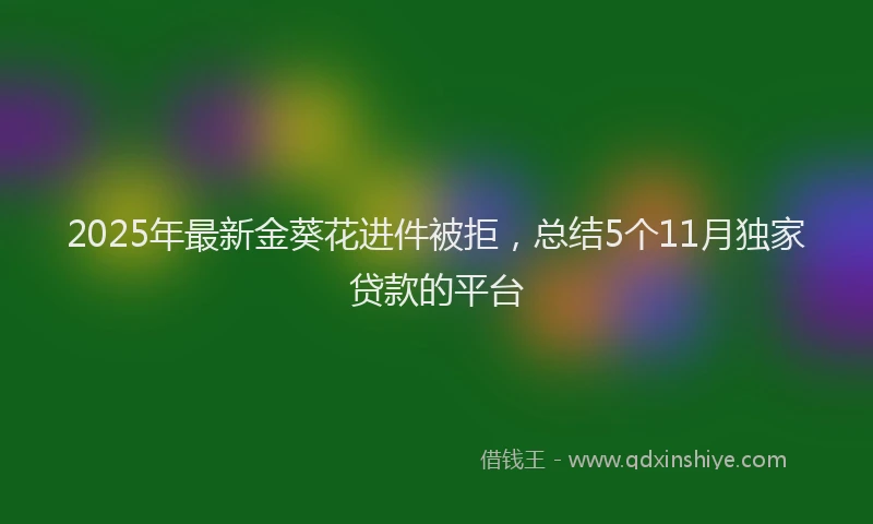 2025年最新金葵花进件被拒，总结5个11月独家贷款的平台