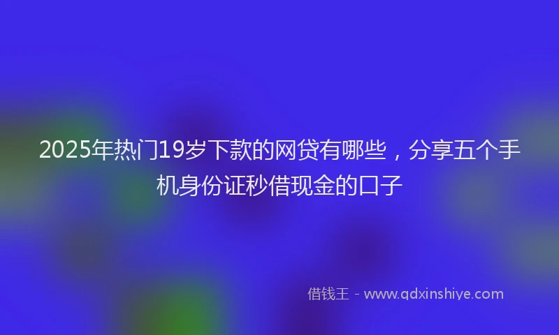 2025年热门19岁下款的网贷有哪些，分享五个手机身份证秒借现金的口子