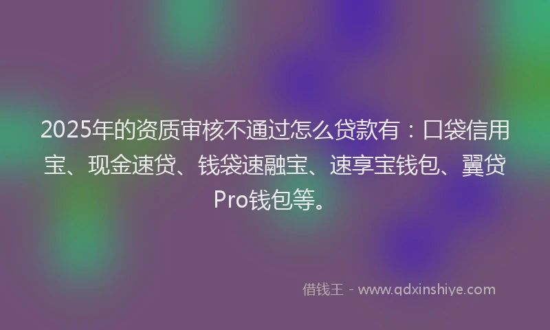 2025年的资质审核不通过怎么贷款有：口袋信用宝、现金速贷、钱袋速融宝、速享宝钱包、翼贷Pro钱包等。