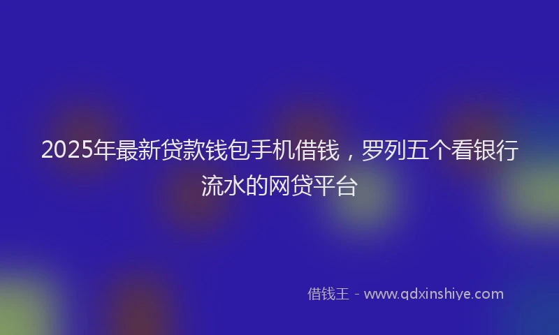 2025年最新贷款钱包手机借钱，罗列五个看银行流水的网贷平台