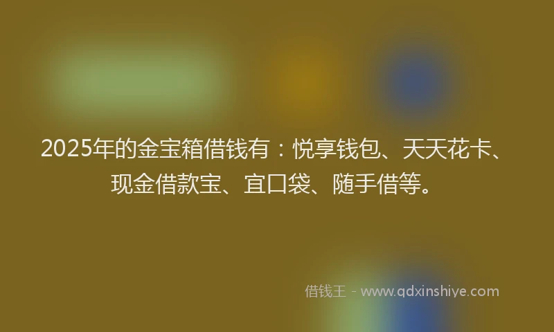 2025年的金宝箱借钱有：悦享钱包、天天花卡、现金借款宝、宜口袋、随手借等。
