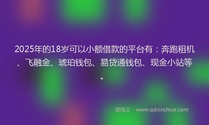 2025年的18岁可以小额借款的平台有：奔跑租机、飞融金、琥珀钱包、易贷通钱包、现金小站等。