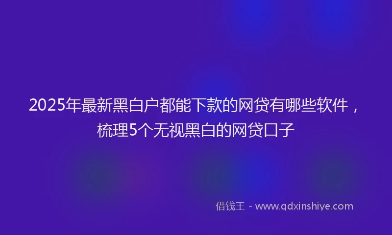 2025年最新黑白户都能下款的网贷有哪些软件，梳理5个无视黑白的网贷口子