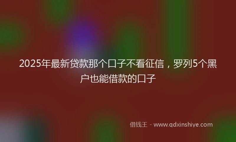 2025年最新贷款那个口子不看征信，罗列5个黑户也能借款的口子