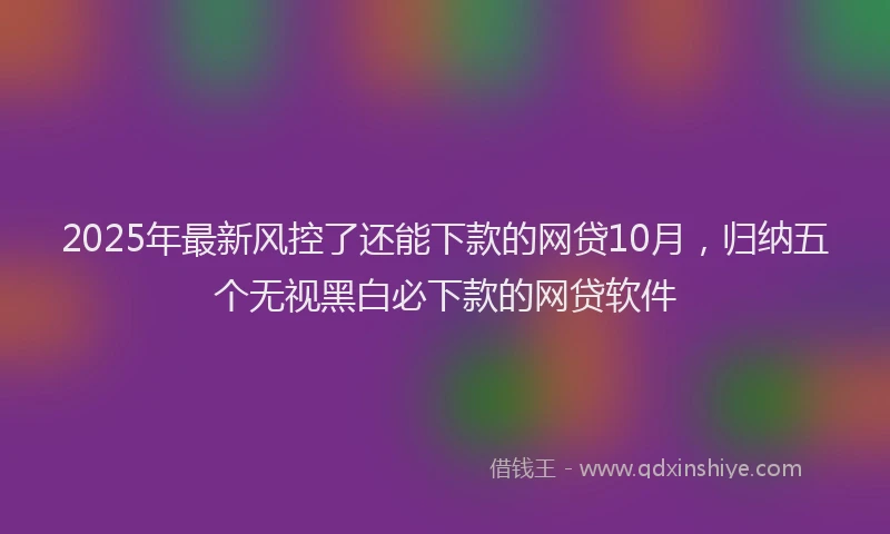2025年最新风控了还能下款的网贷10月，归纳五个无视黑白必下款的网贷软件