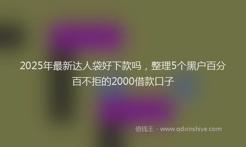 2025年最新达人袋好下款吗，整理5个黑户百分百不拒的2000借款口子
