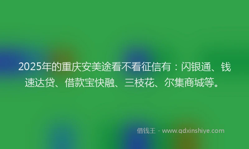 2025年的重庆安美途看不看征信有：闪银通、钱速达贷、借款宝快融、三枝花、尔集商城等。