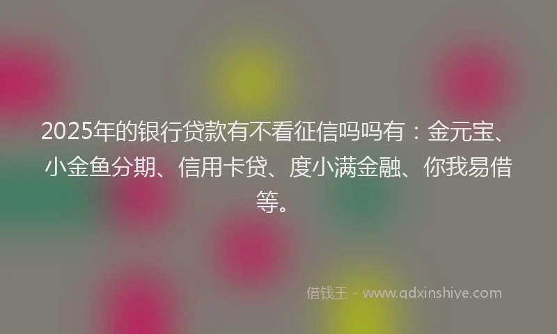 2025年的银行贷款有不看征信吗吗有：金元宝、小金鱼分期、信用卡贷、度小满金融、你我易借等。