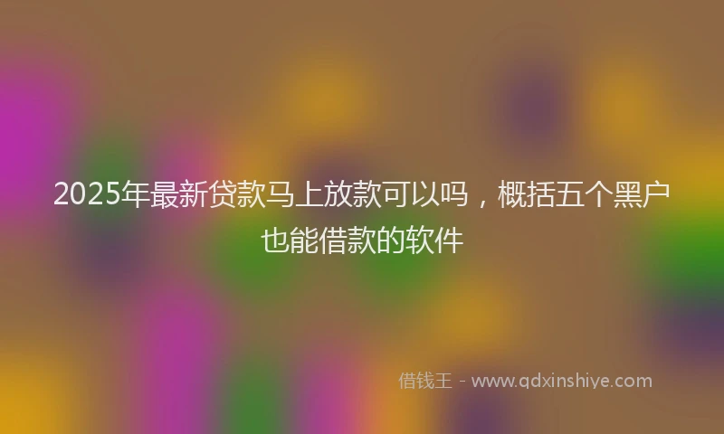 2025年最新贷款马上放款可以吗，概括五个黑户也能借款的软件
