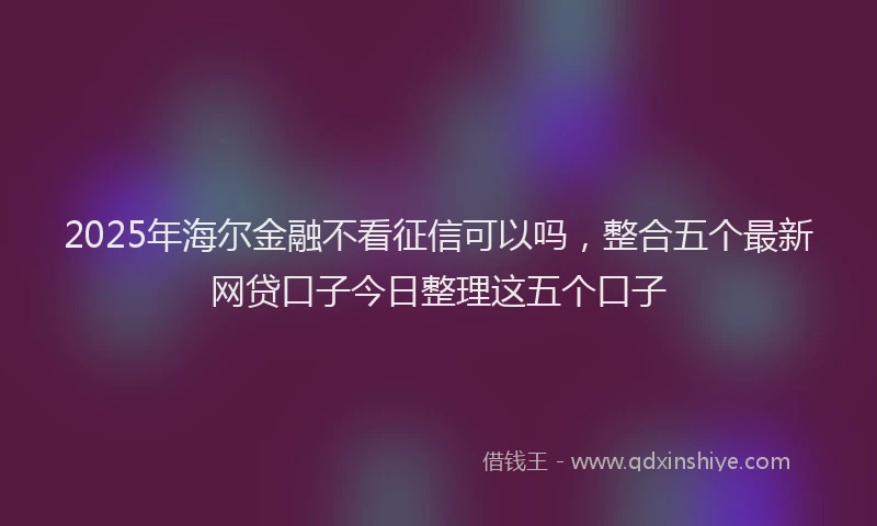 2025年海尔金融不看征信可以吗，整合五个最新网贷口子今日整理这五个口子