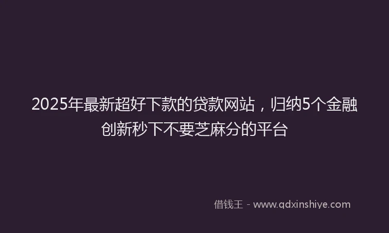 2025年最新超好下款的贷款网站，归纳5个金融创新秒下不要芝麻分的平台
