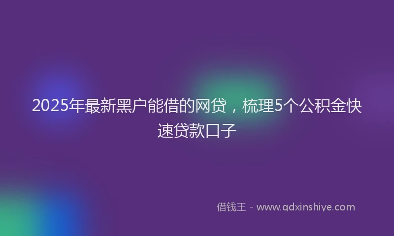 2025年最新黑户能借的网贷，梳理5个公积金快速贷款口子