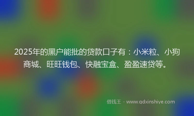 2025年的黑户能批的贷款口子有：小米粒、小狗商城、旺旺钱包、快融宝盒、盈盈速贷等。