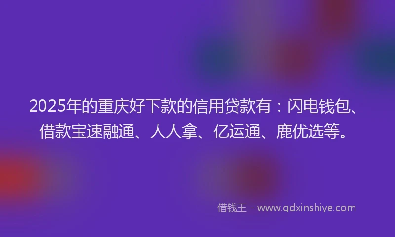 2025年的重庆好下款的信用贷款有：闪电钱包、借款宝速融通、人人拿、亿运通、鹿优选等。